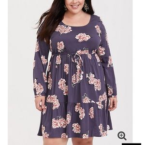 Torrid blue floral challis skater dress size 1